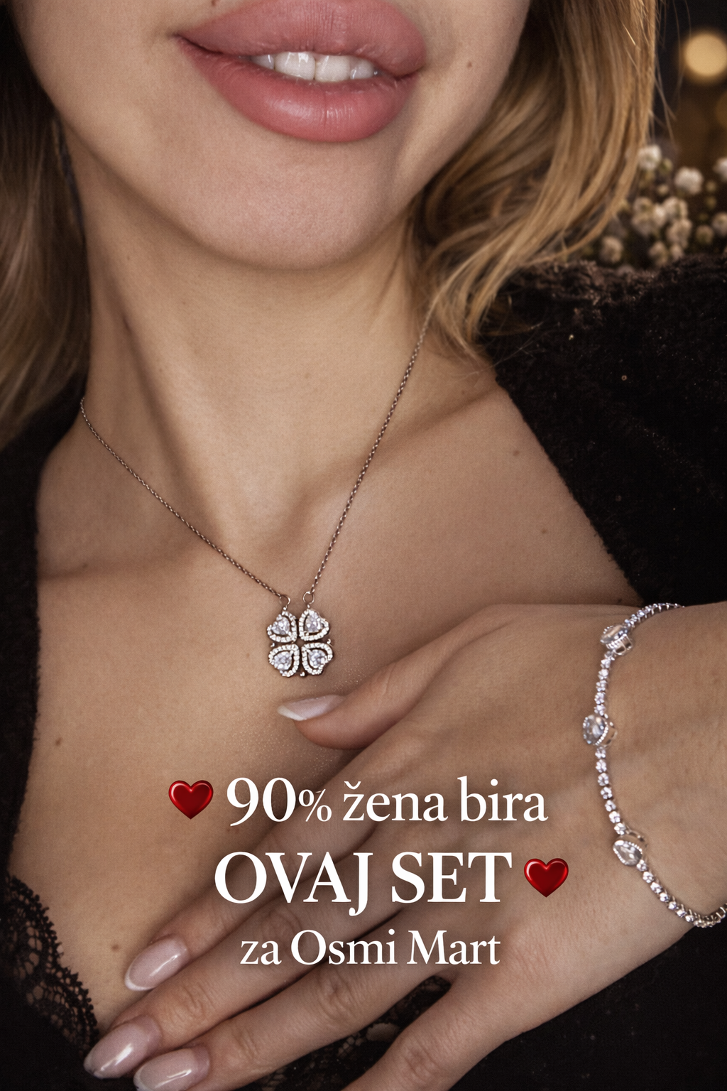 Set Ogrlica Detelina + Narukvica na modelu
