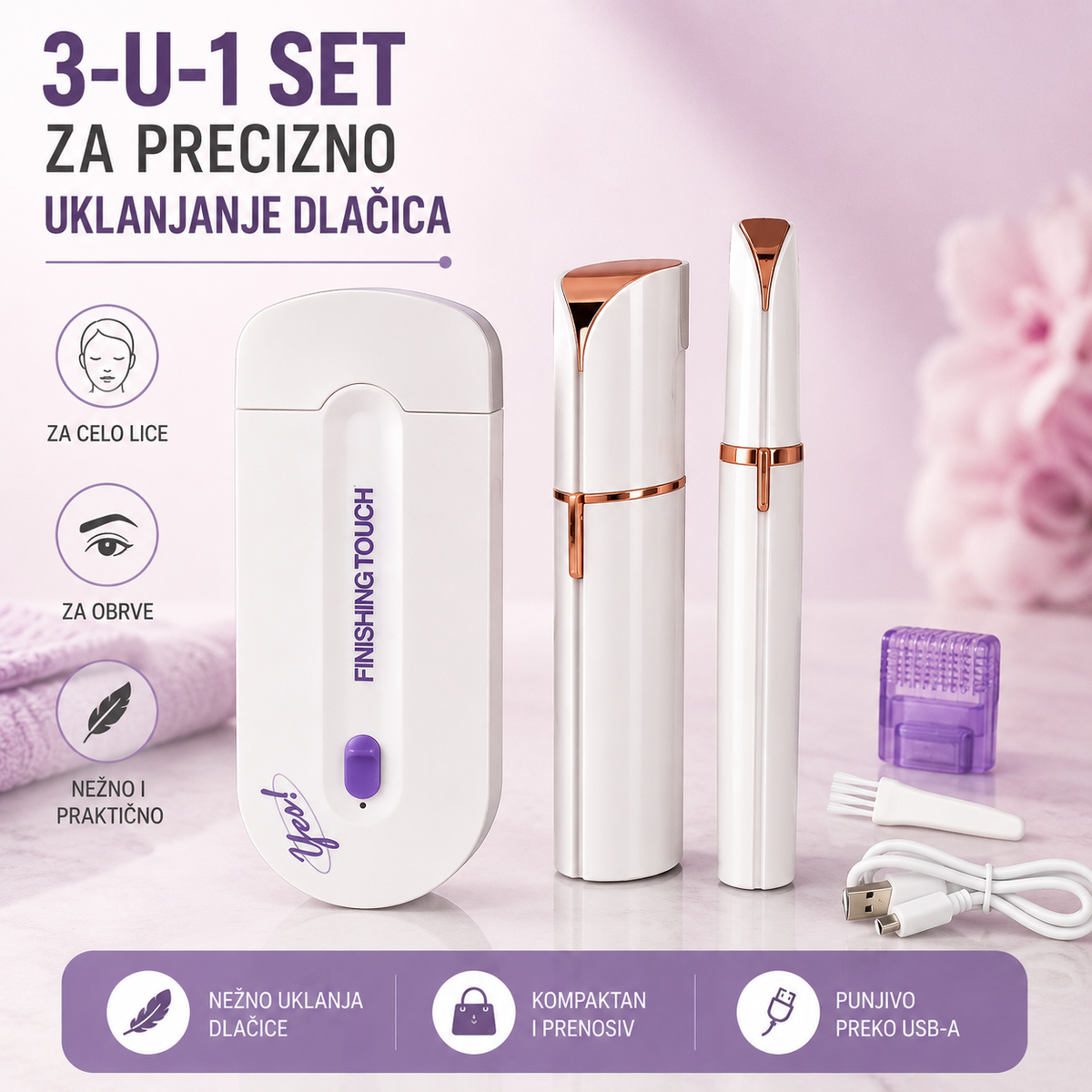 3-u-1 set za precizno uklanjanje dlačica