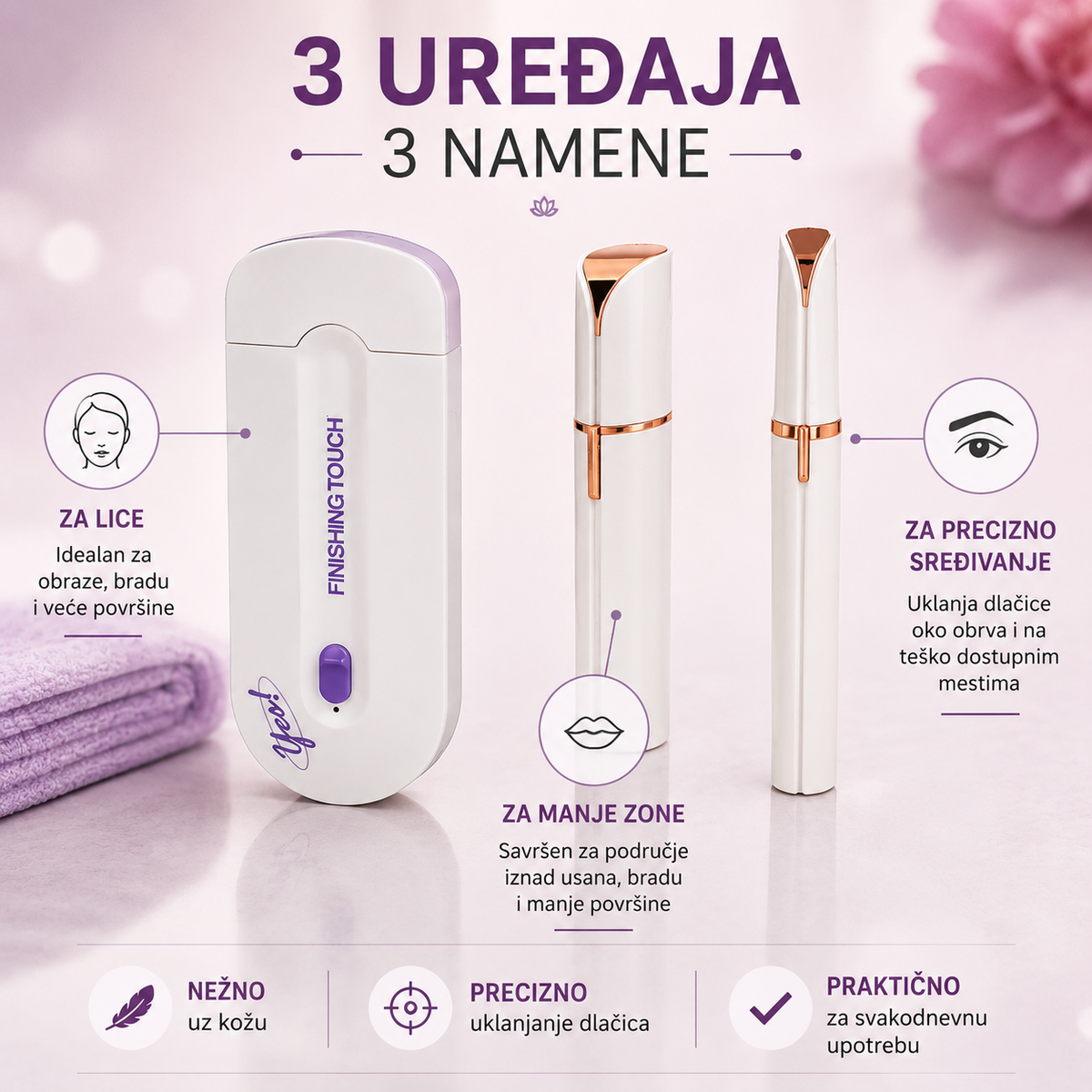 3-u-1 set za precizno uklanjanje dlačica