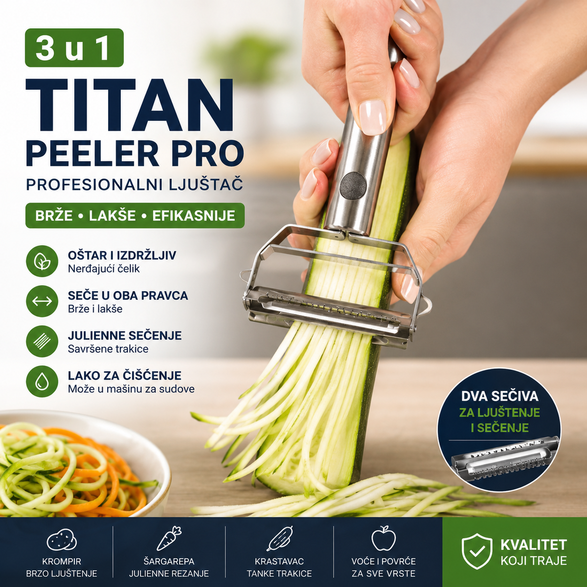 3 u 1 Titanium Ljuštilica i Secko