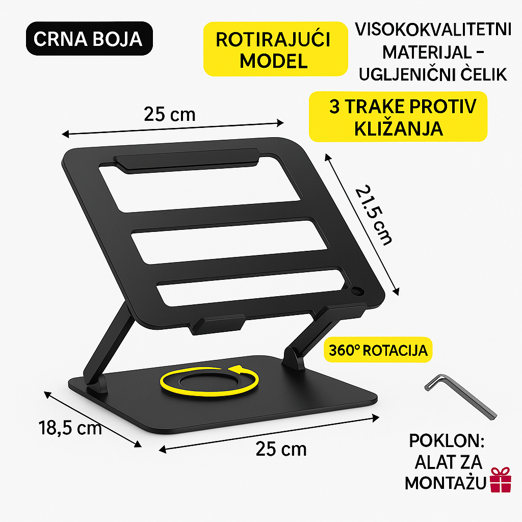 Rotirajući Držač Laptopa- Crna