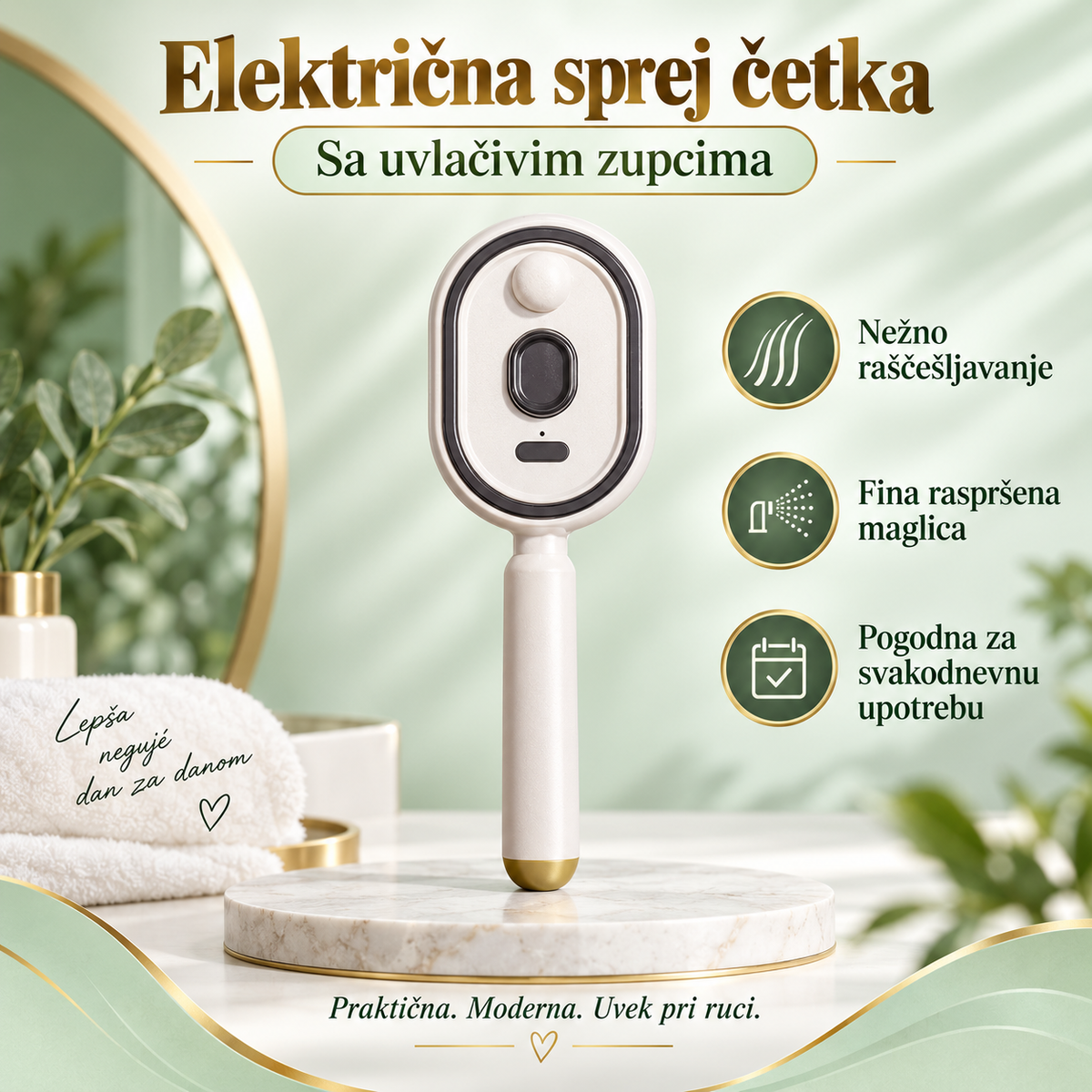 Sprej Četka 3u1 – Raščešljavanje, Osvežavanje i Lako Čišćenje Kose