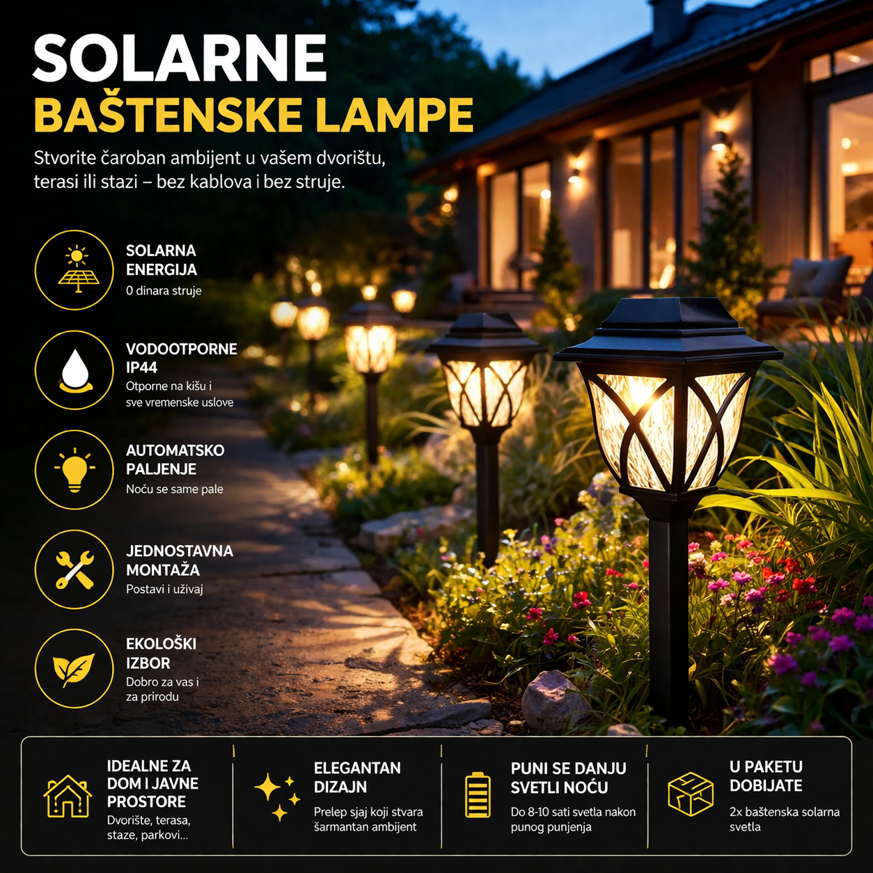 LED Solarna baštenska svetla IP44,  Leural (6 kom)