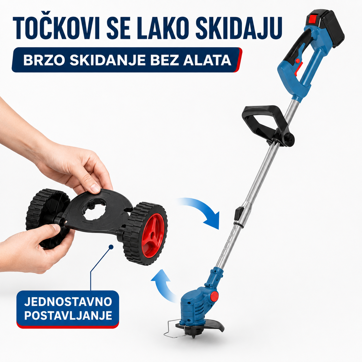 Aku Trimer sa 2 baterije + Točkovi + Set alata