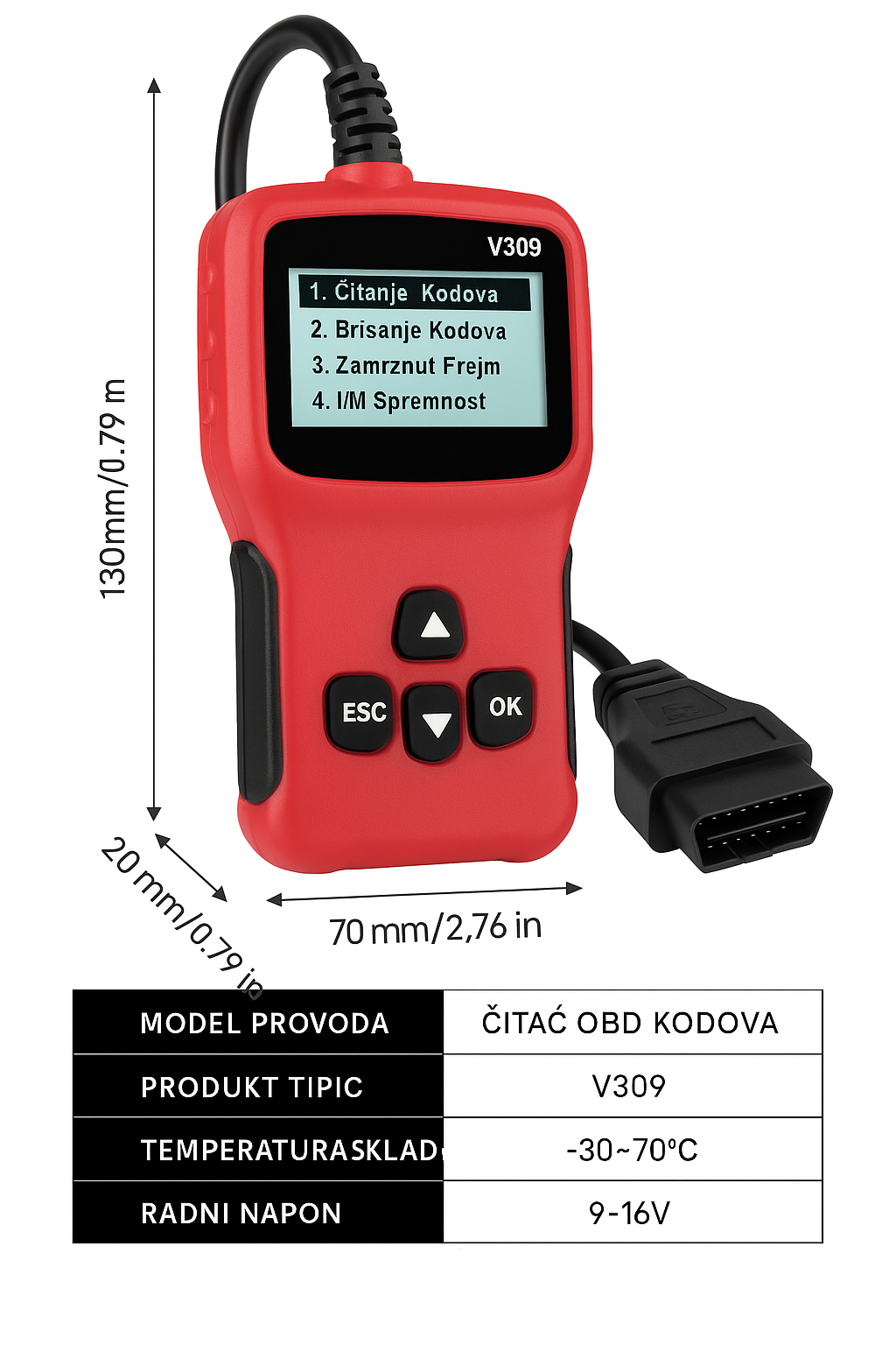 Auto dijagnostika V309 za DTC OBD2 OBDII