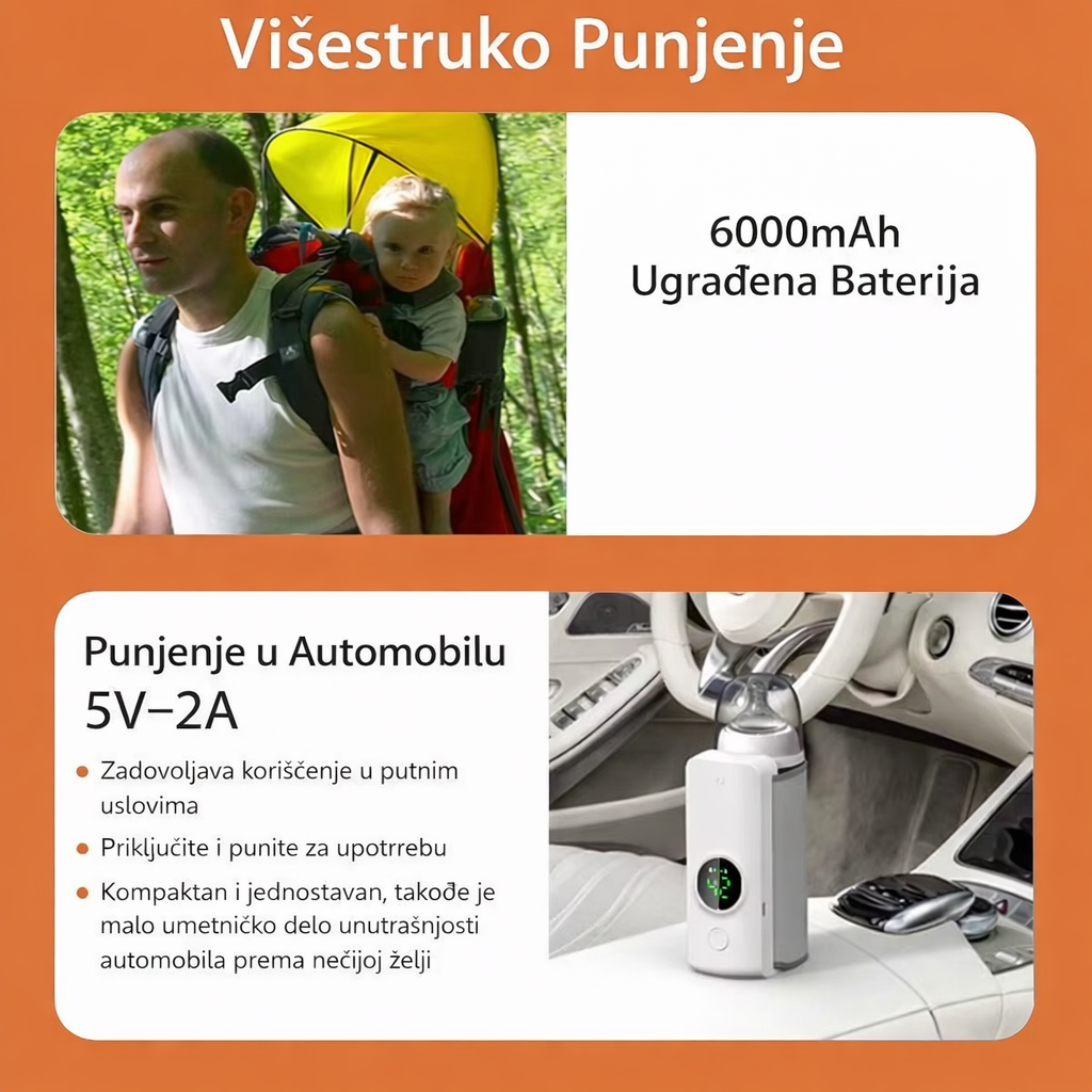 Pametni prenosni grejač za bebine flašice sa regulacijom temperature