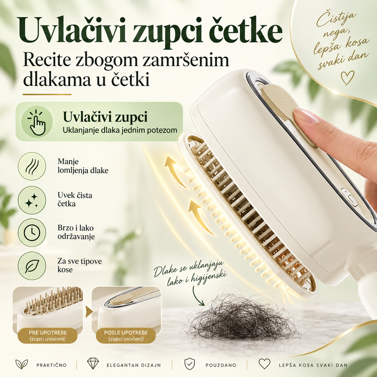 Sprej Četka 3u1 – Raščešljavanje, Osvežavanje i Lako Čišćenje Kose