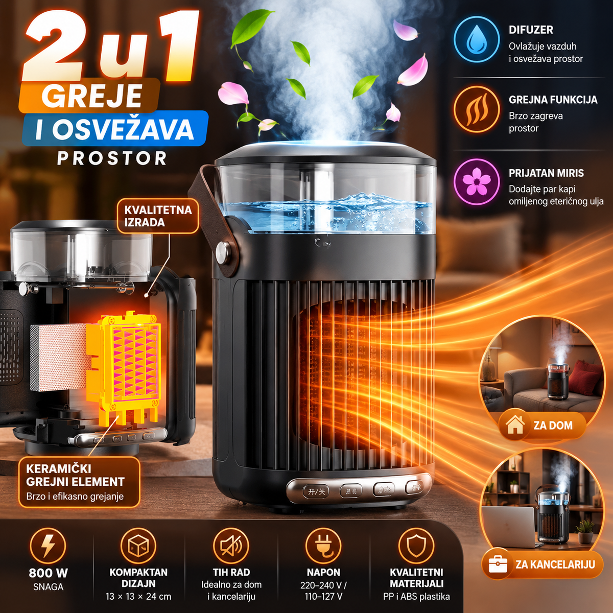 Prenosiva Grejalica i Ovlaživač vazduha