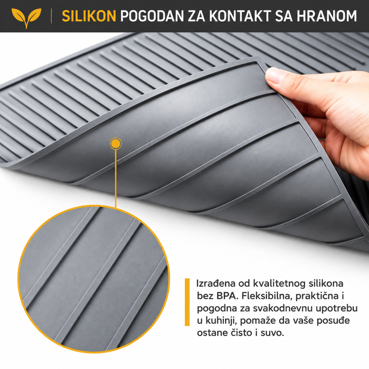 Silikonska podloga za sušenje posuđa