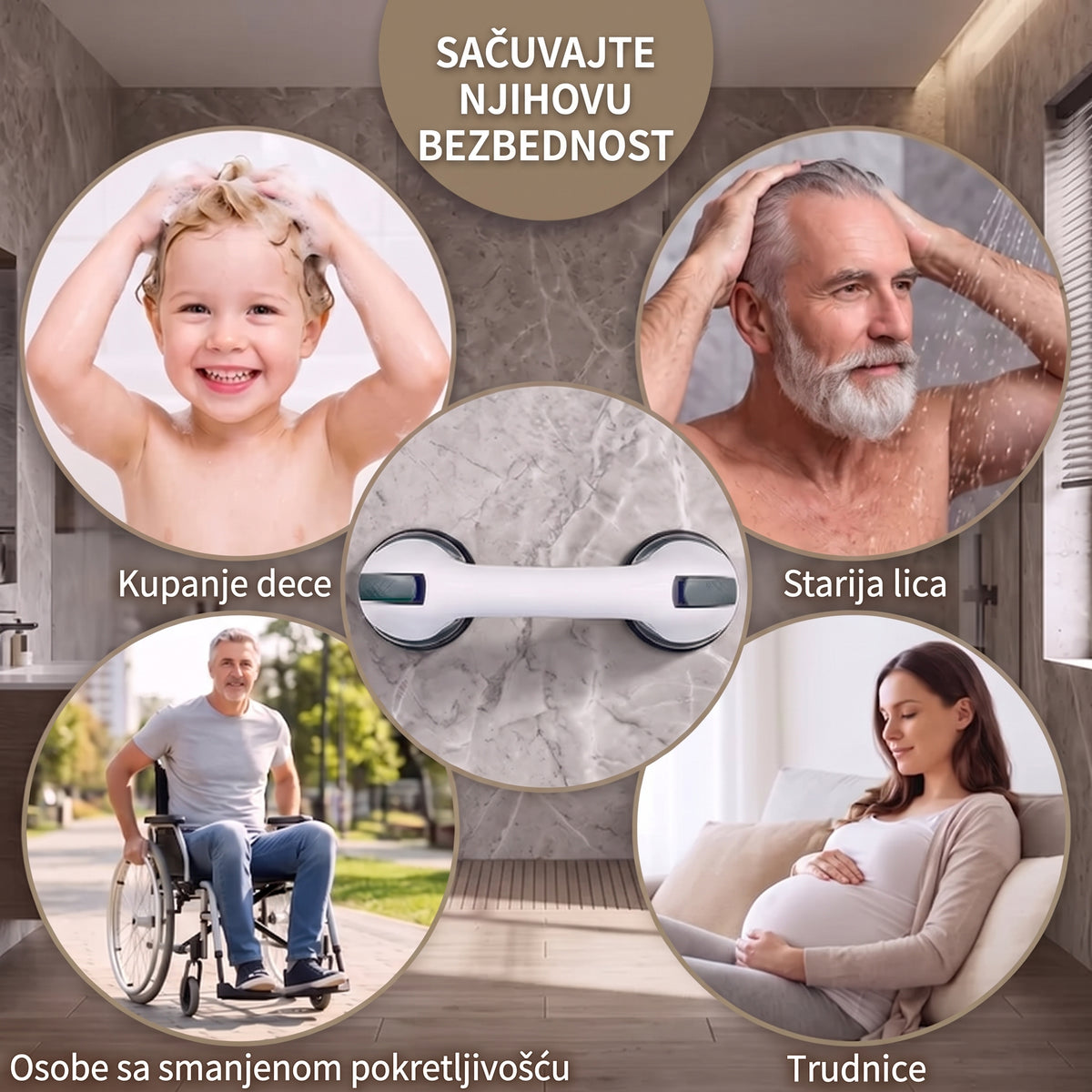 Vakumski sigurnosni držač za kupatilo