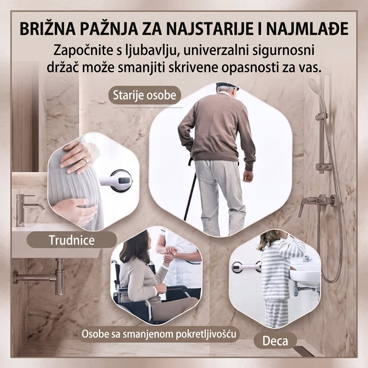 Vakumski sigurnosni držač za kupatilo