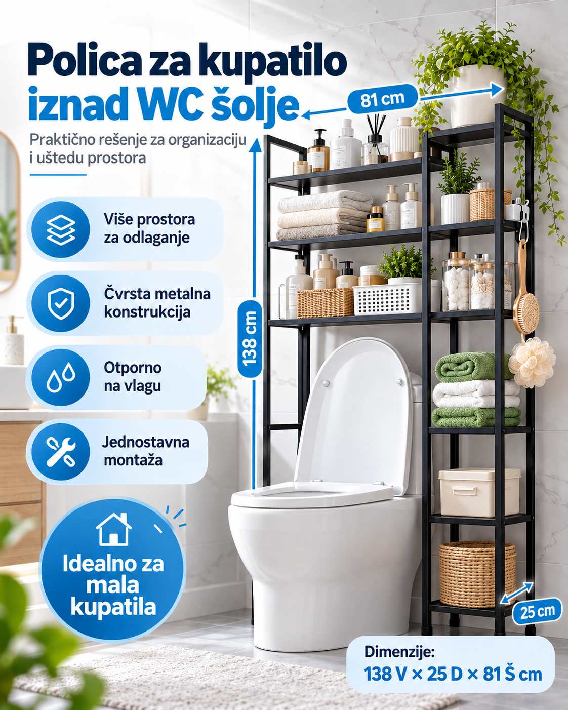 Dupla Polica Iznad WC Šolje