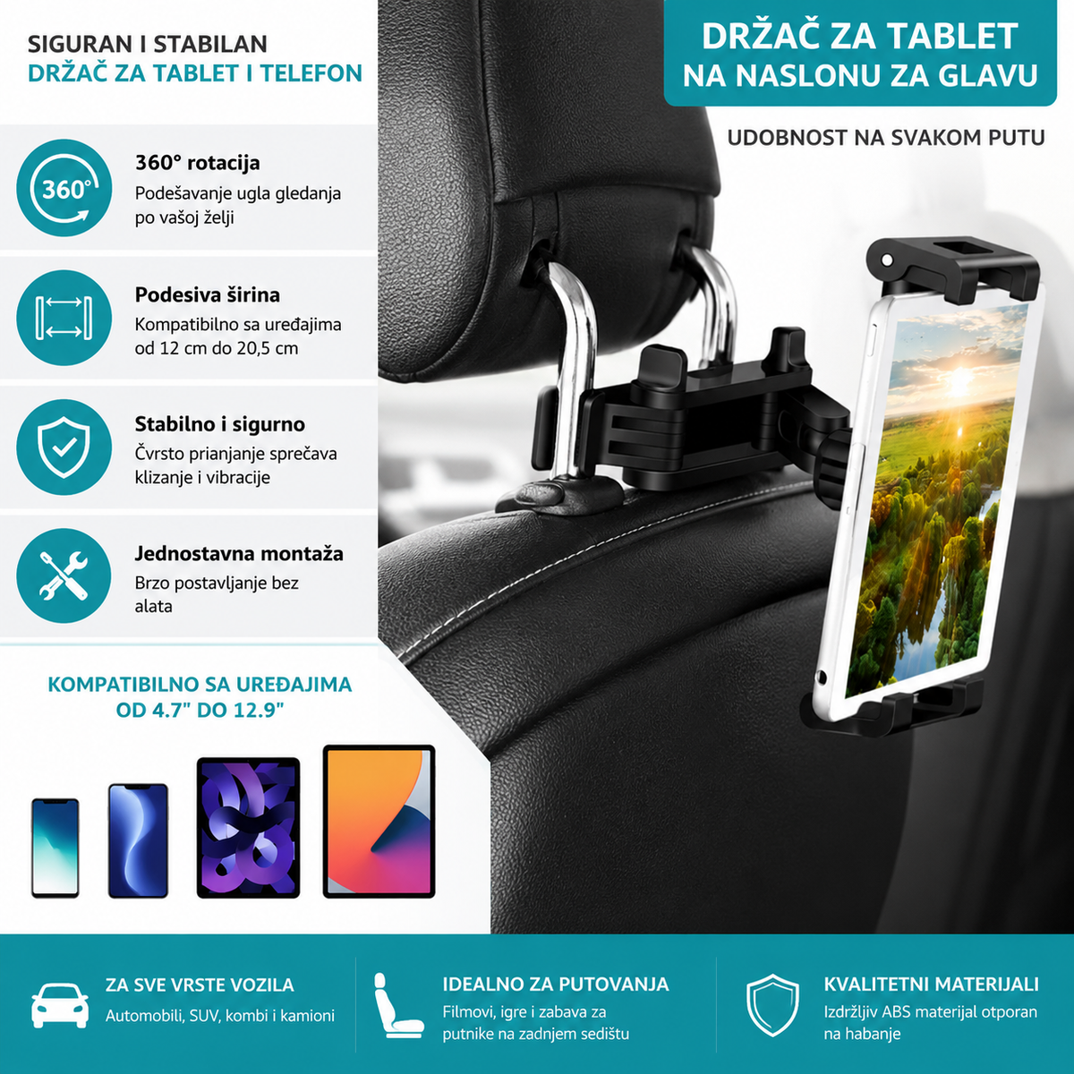 Podesivi držač za tablet i telefon