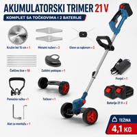 Aku Trimer sa 2 baterije + Točkovi + Set alata
