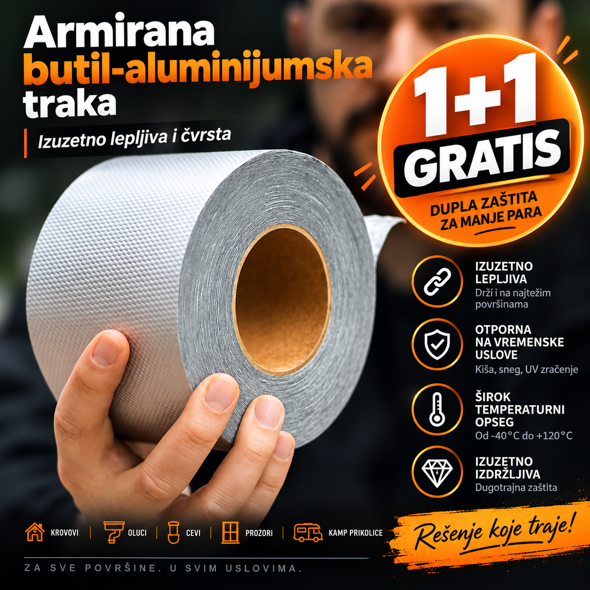 Aluminijumska traka za zaptivanje (1+1)