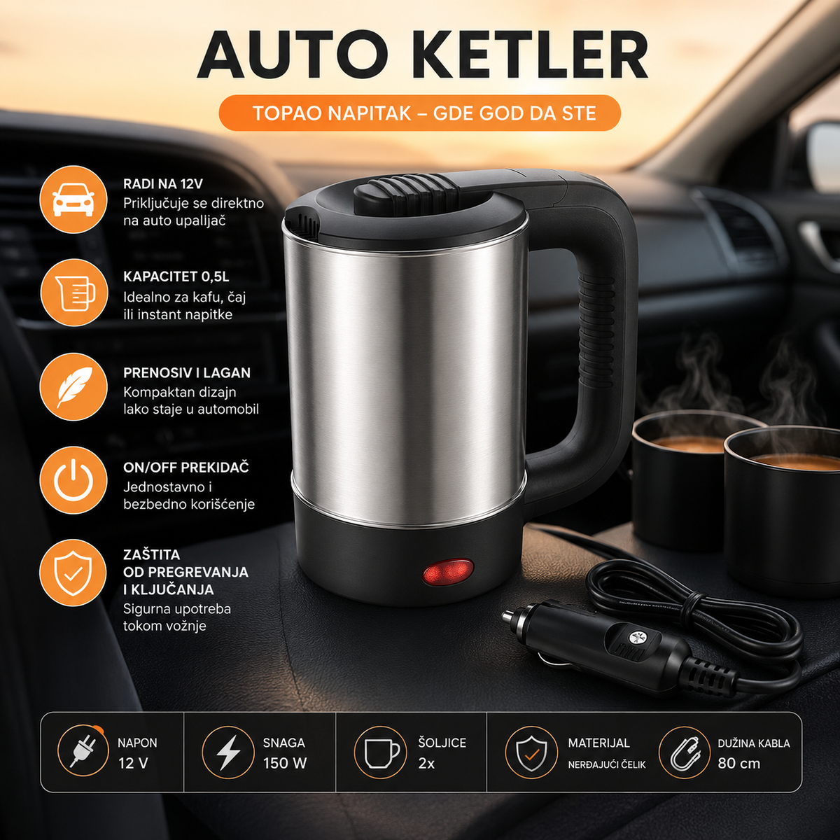 Auto kuvalo za vodu 12 V