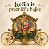 Novogodišnja kočija sa Deda Mrazom – zelena i zlatna