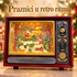 Bordo dekorativni retro TV sa osvetljenim snežnim selom i Deda Mrazom u sankama