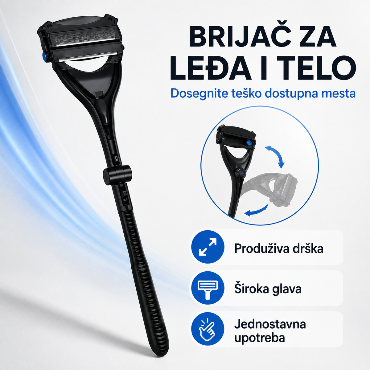 Brijač za leđa i telo sa produživom drškom