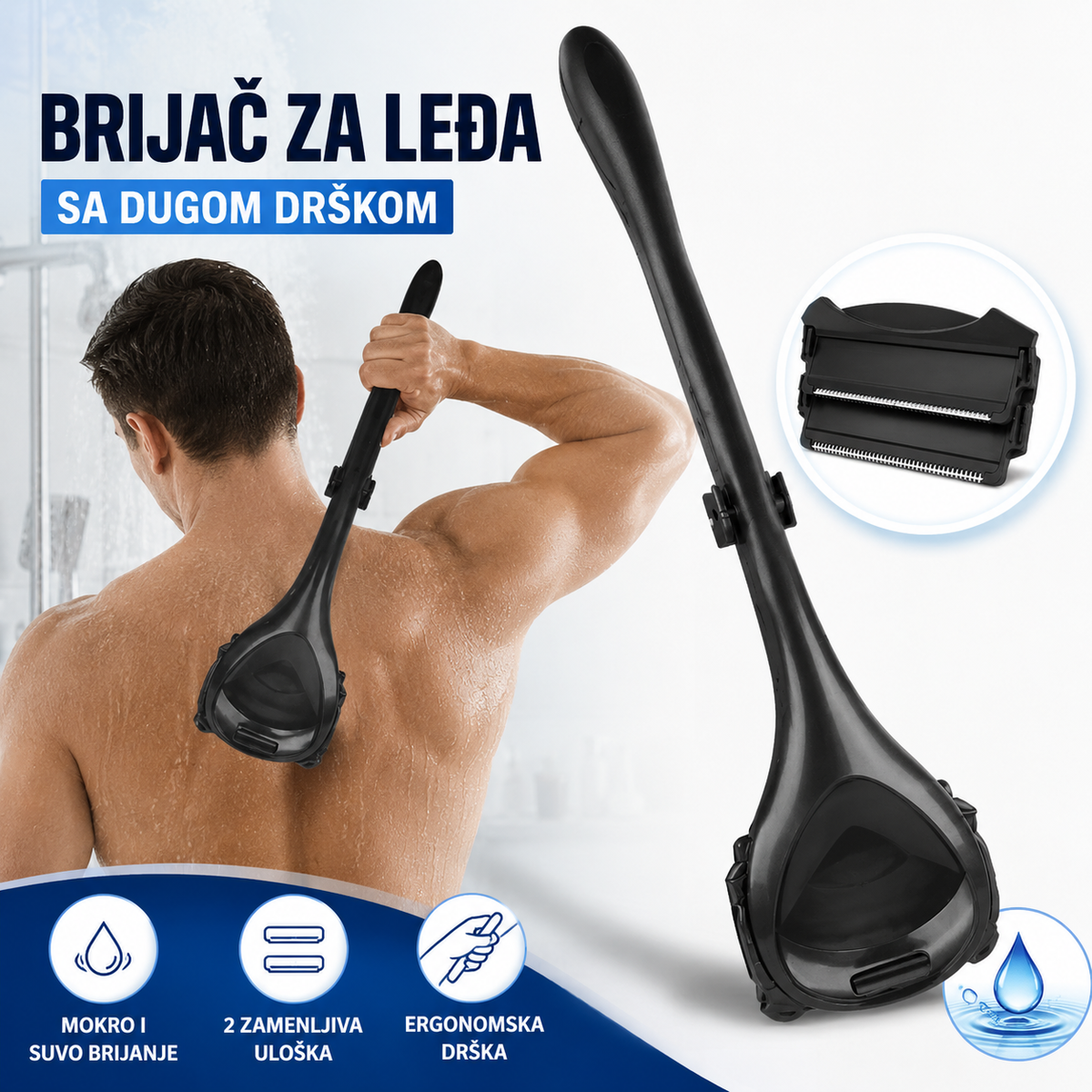 Brijač za leđa sa dugom drškom