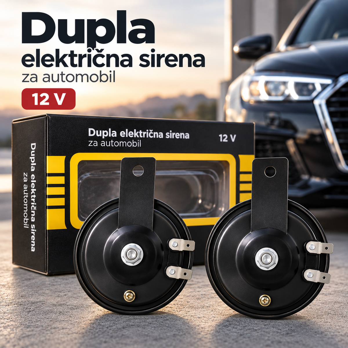 Dupla električna sirena za automobil