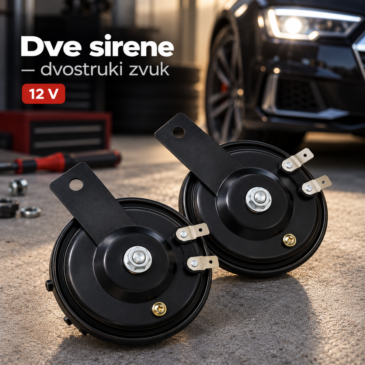 Dupla električna sirena za automobil