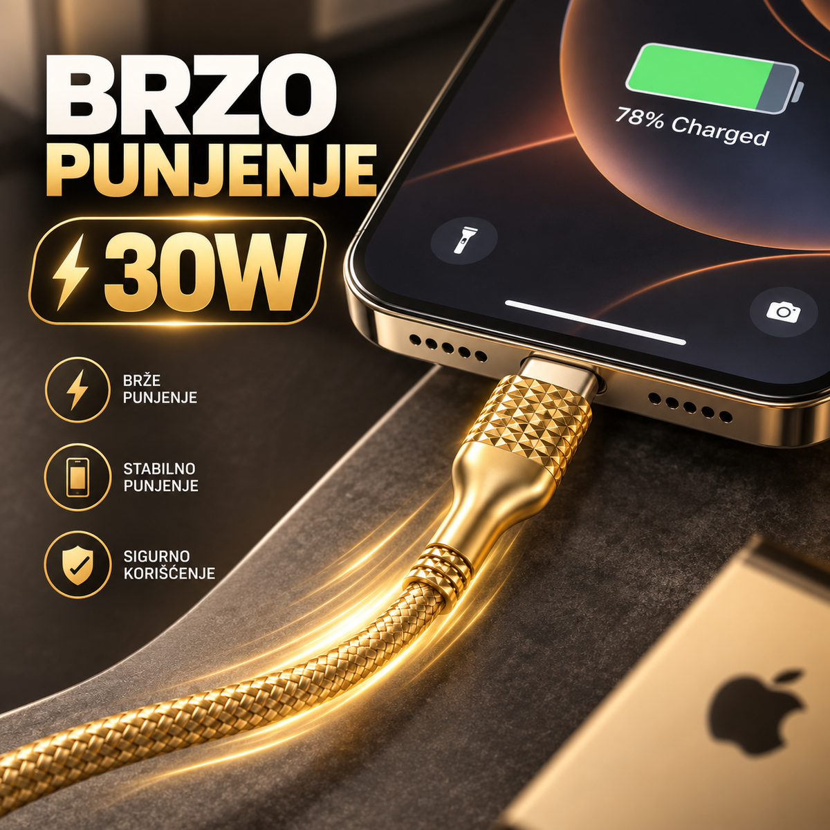 Lightning kabl za brzo punjenje 30W