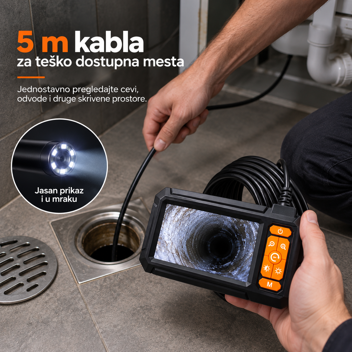 Inspekcijska Endoskopska Kamera sa Ekranom