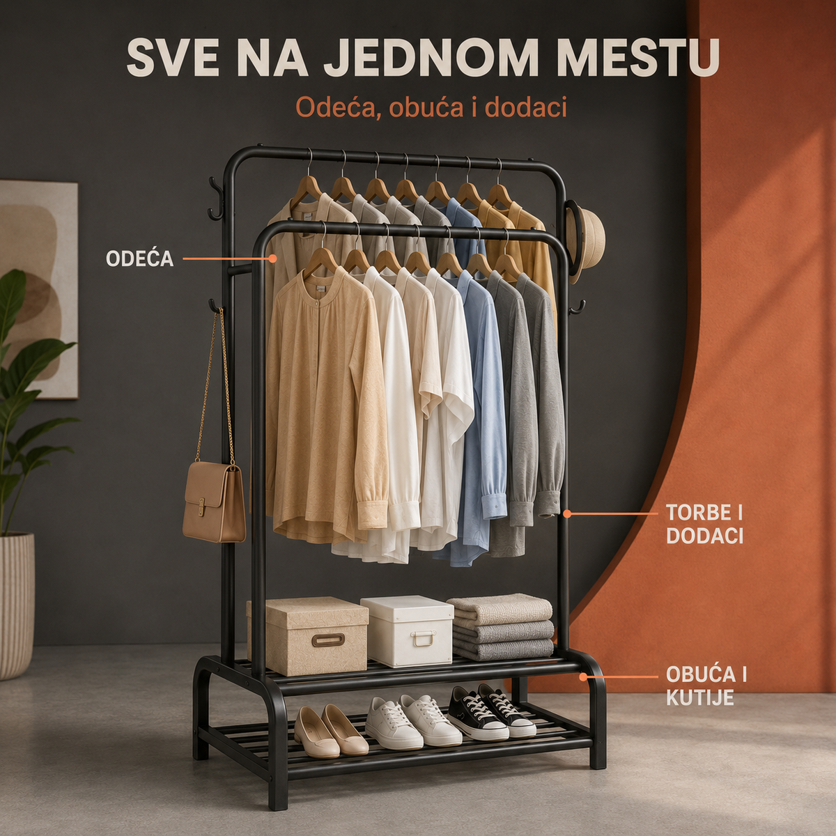 Multifunkcionalni stalak za garderobu
