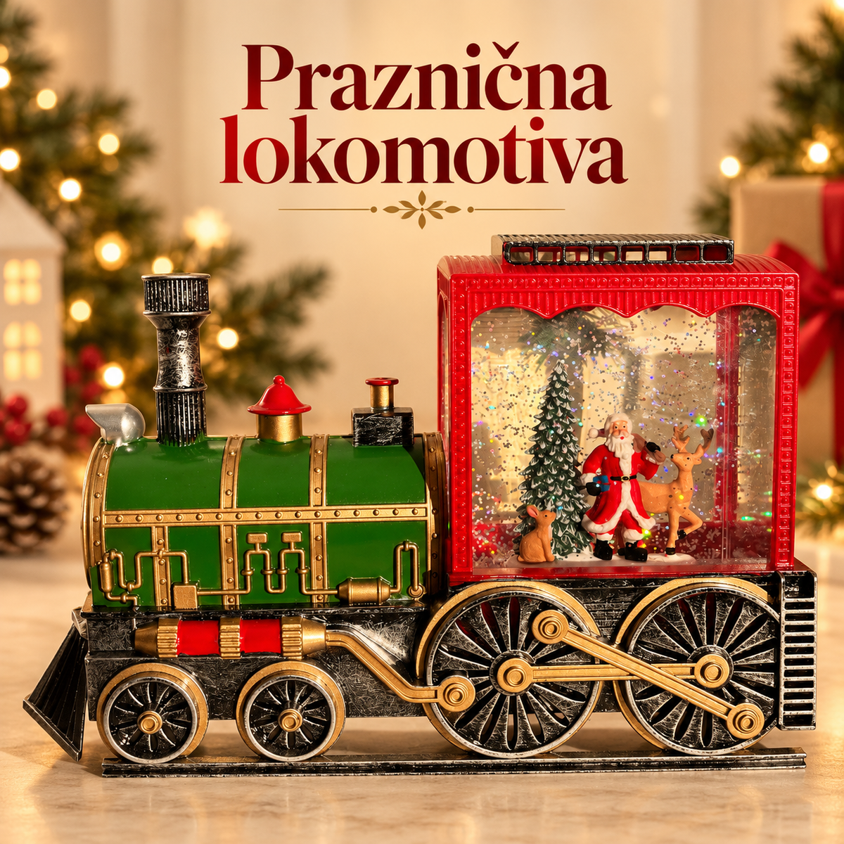 Novogodišnja Lokomotiva sa Deda Mrazom i Irvasima – prikaz proizvoda