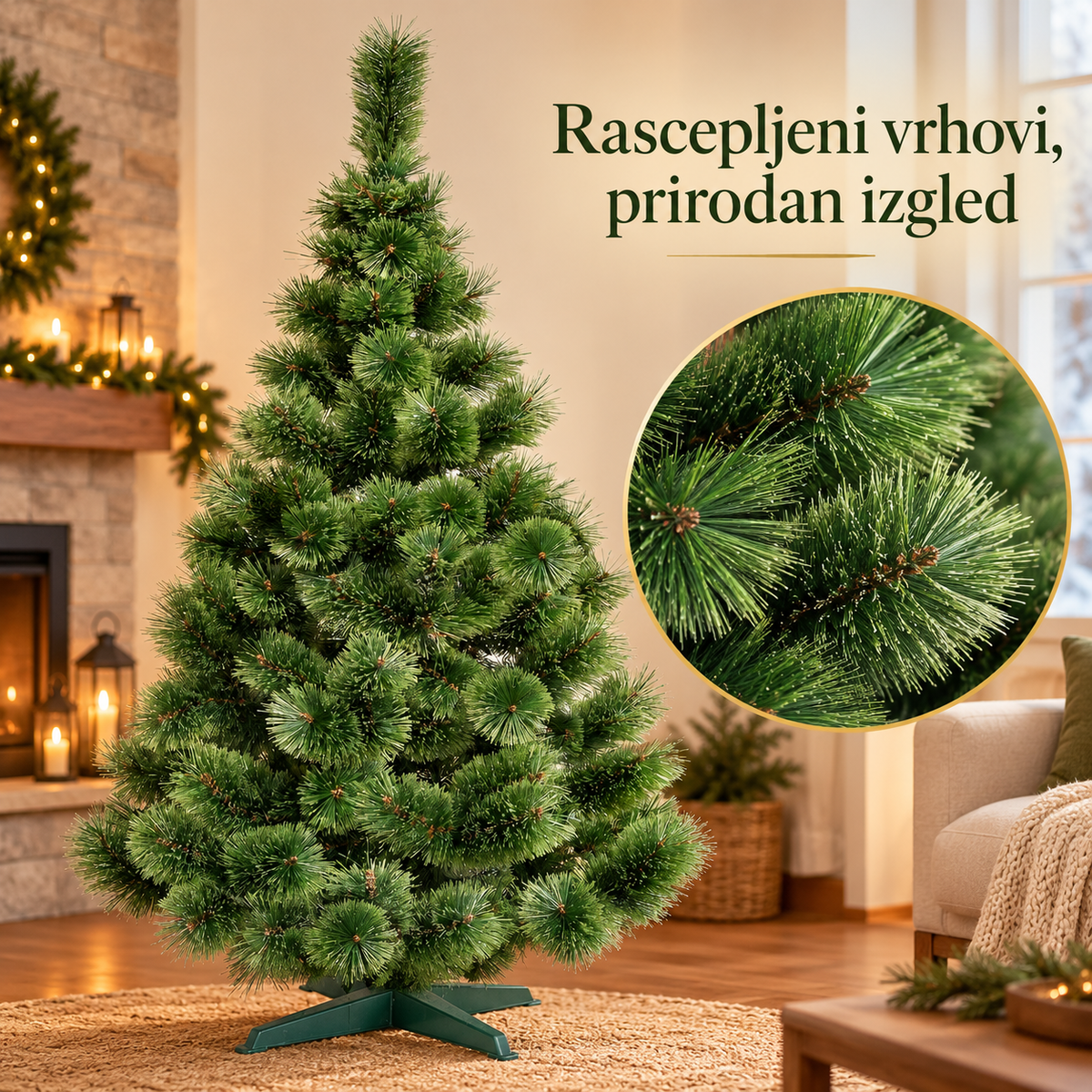 Novogodišnji bor sa rascepljenim vrhovima + poklon Sijalice – detalji i izgled