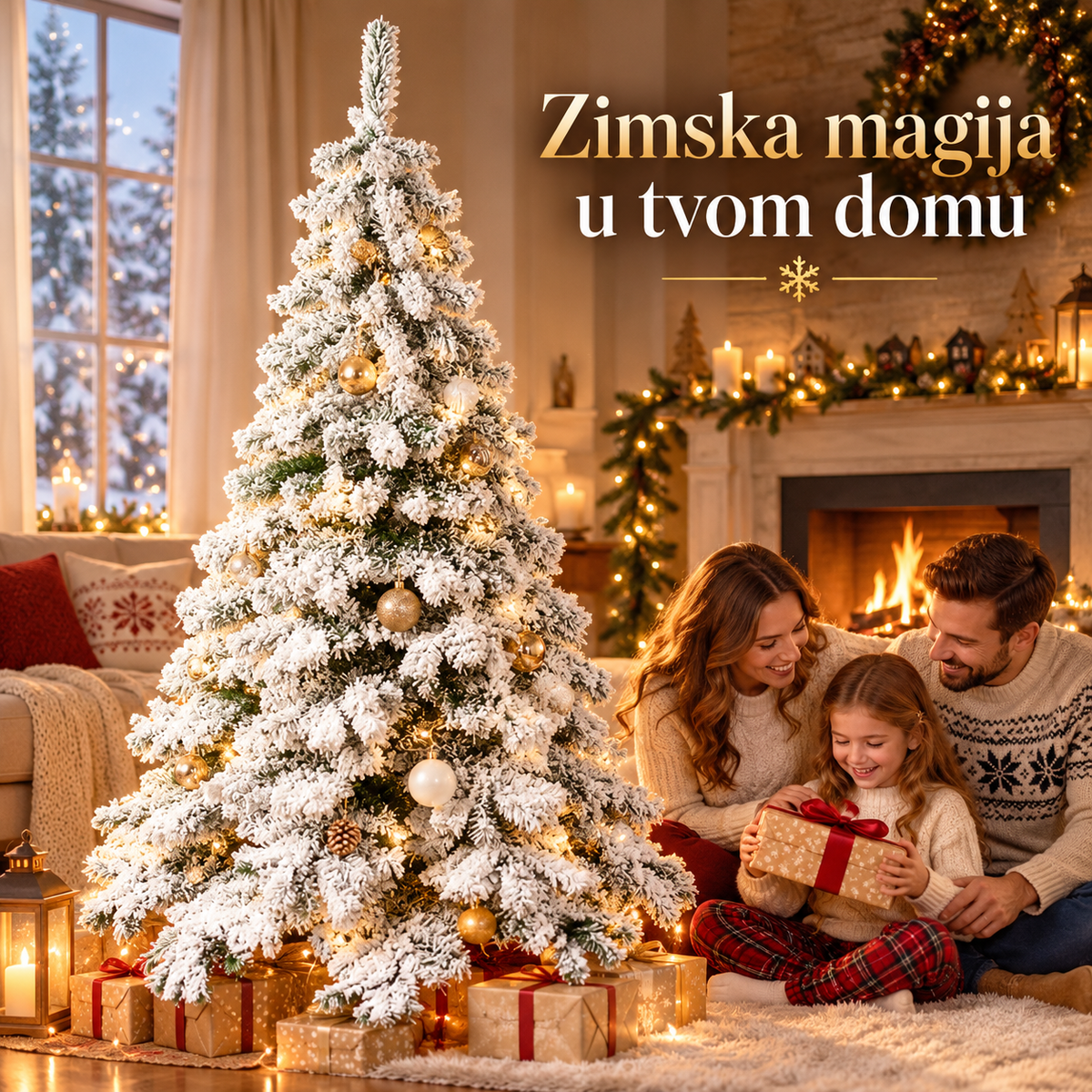 Novogodisnja Jelka Snezna+ Poklon Led traka – praznični ambijent