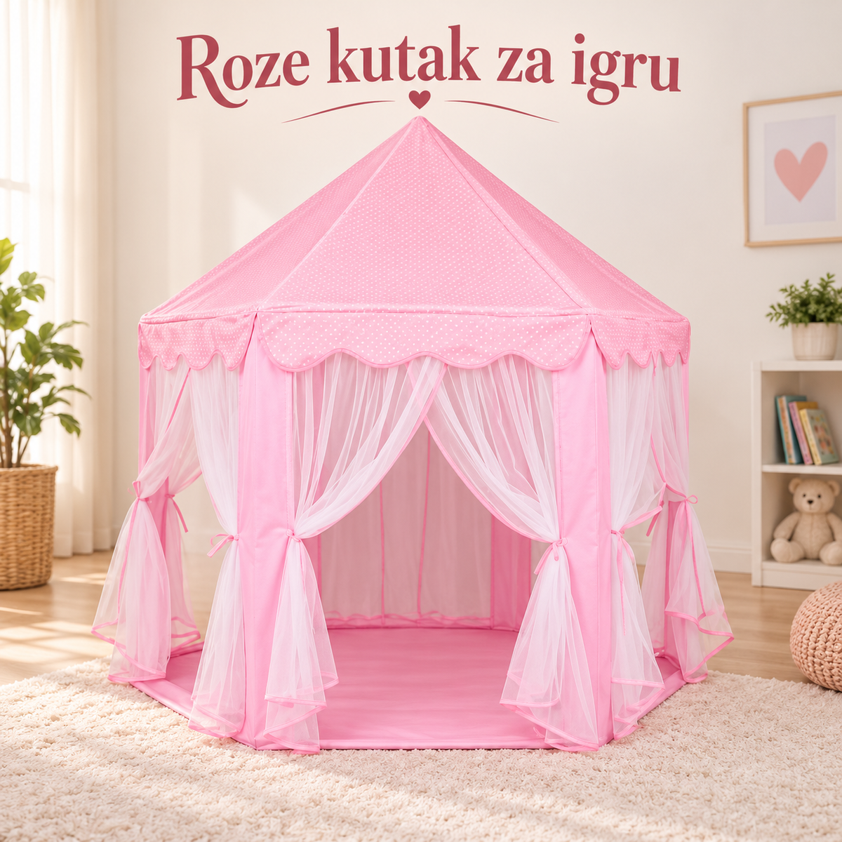 Dečiji šator dvorac – roze varijanta