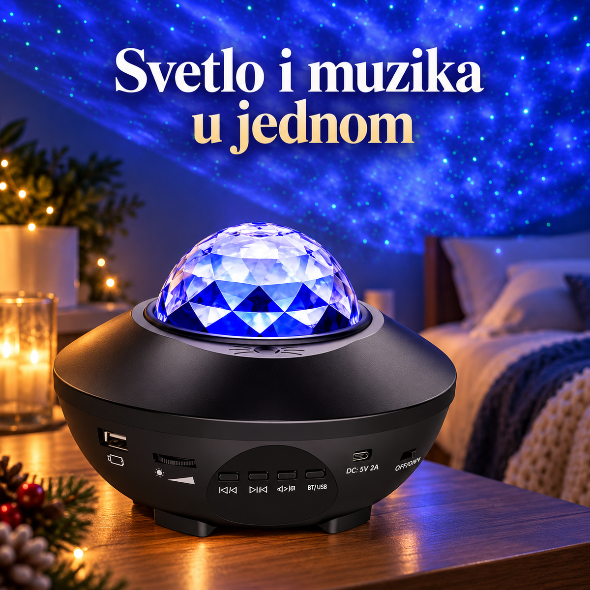 Projektor Zvezdano Nebo + Daljinski + Bluetooth zvučnik – detalji i izgled