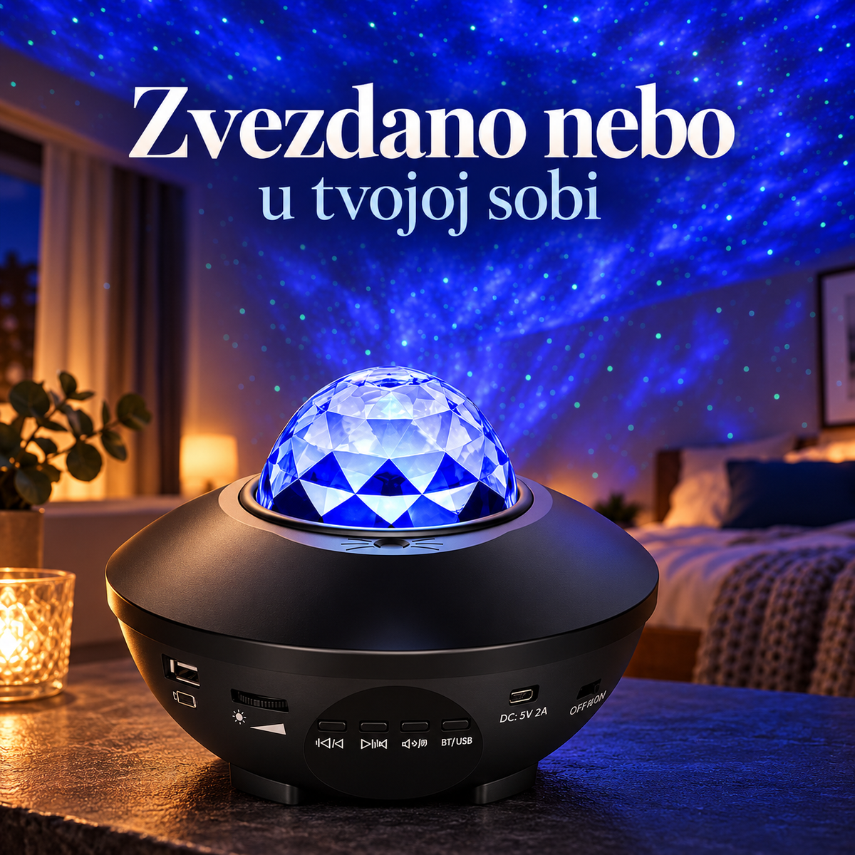 Projektor Zvezdano Nebo + Daljinski + Bluetooth zvučnik – prikaz proizvoda