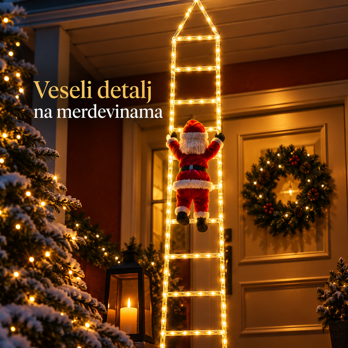 Deda mraz koji se penje uz merdevine - 300 cm – detalji i izgled