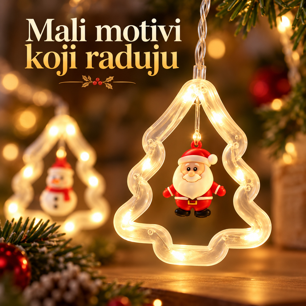 LED božićna zavesa –  10 Ukrasa – detalji i izgled