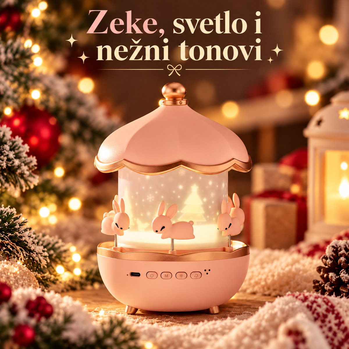 Muzička Kutija Ringišpil sa zekama - Zvezdano Nebo – detalji i izgled