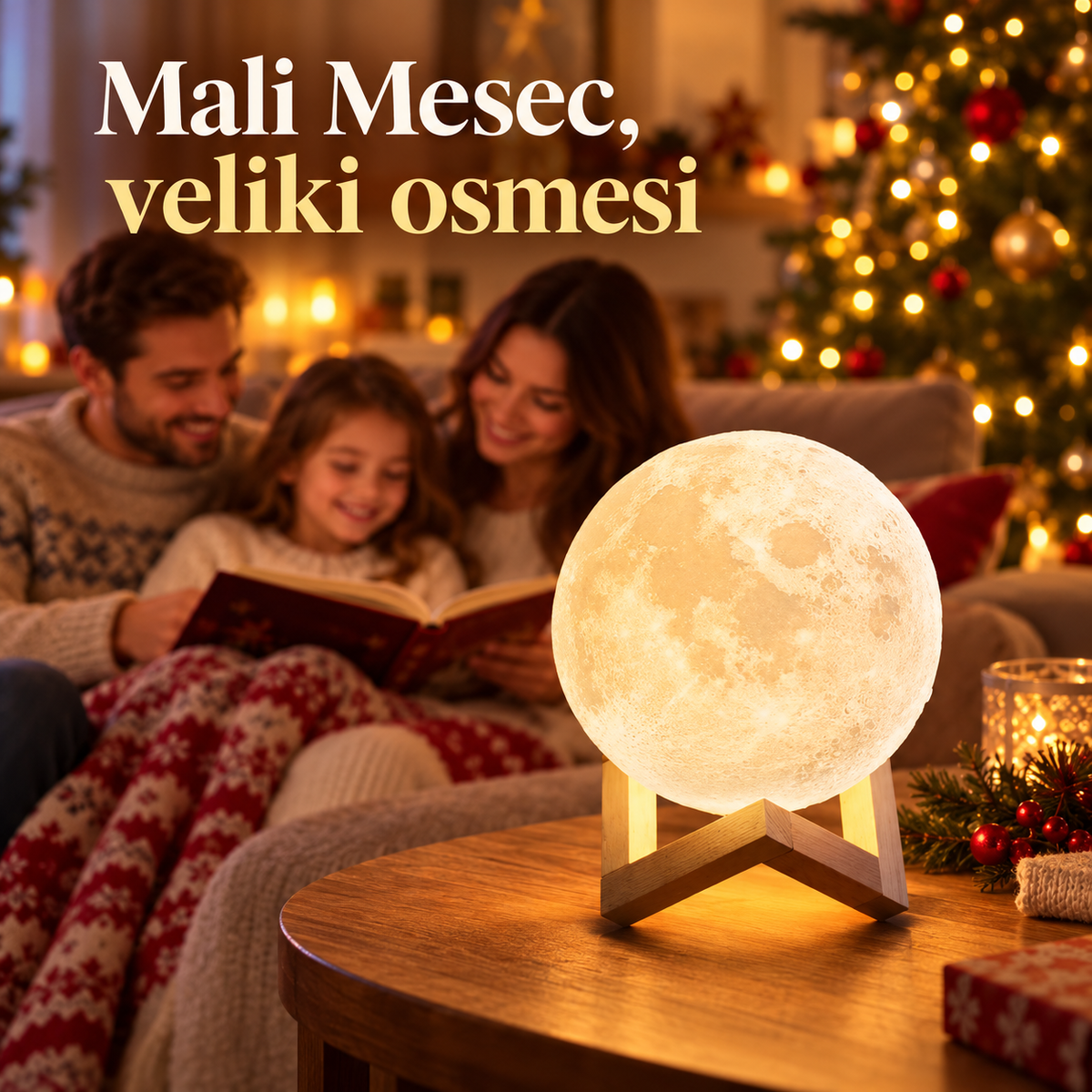 3D Mesec lampa – praznični ambijent