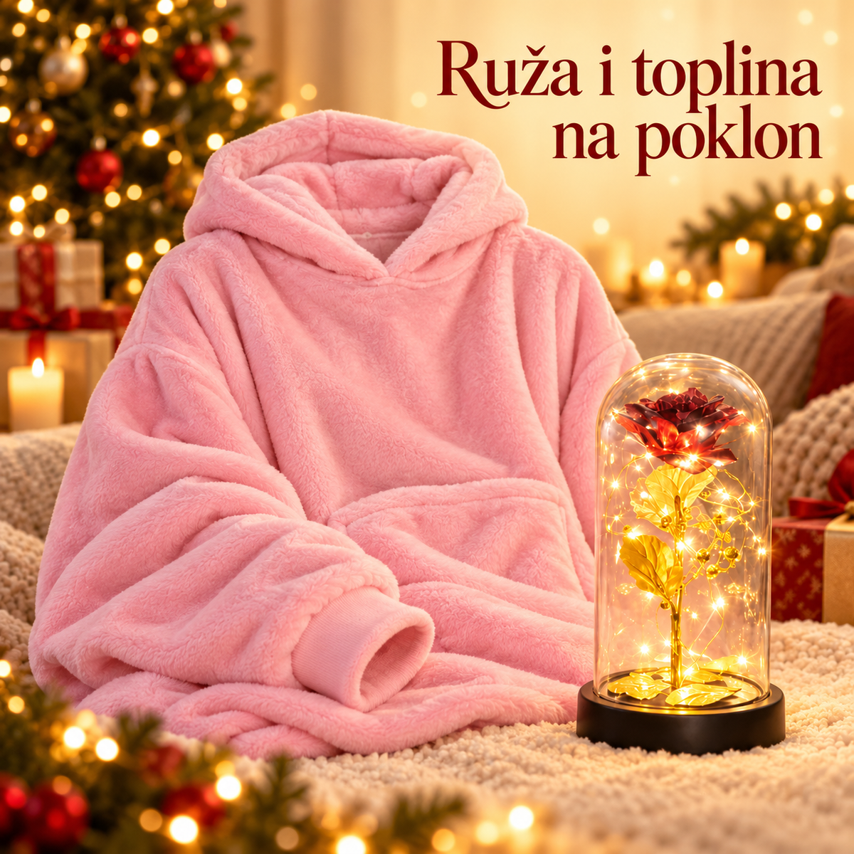 Zlatna ruža + poklon ćebe (Univerzalno) – prikaz proizvoda