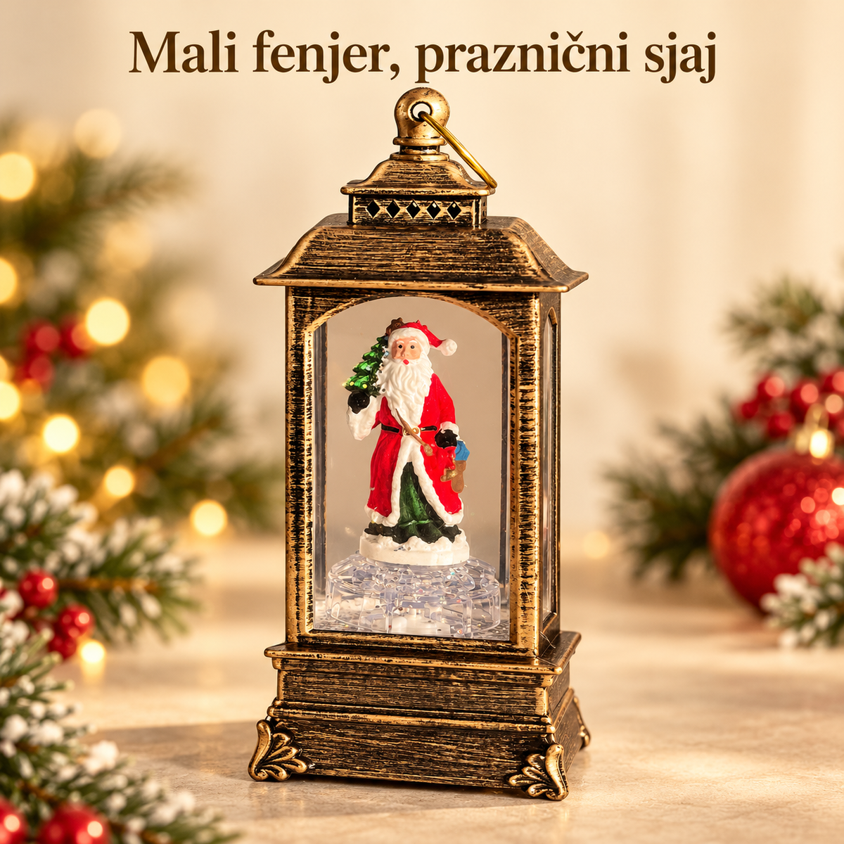 Novogodišnji Fenjer sa Deda Mrazom(MALI) – prikaz proizvoda