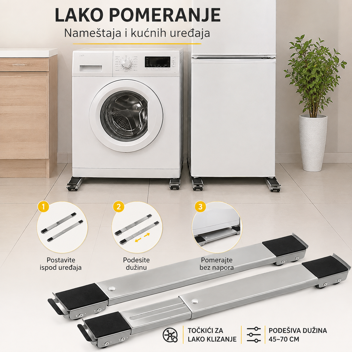 Podesivi točkići za pomeranje nameštaja i uređaja