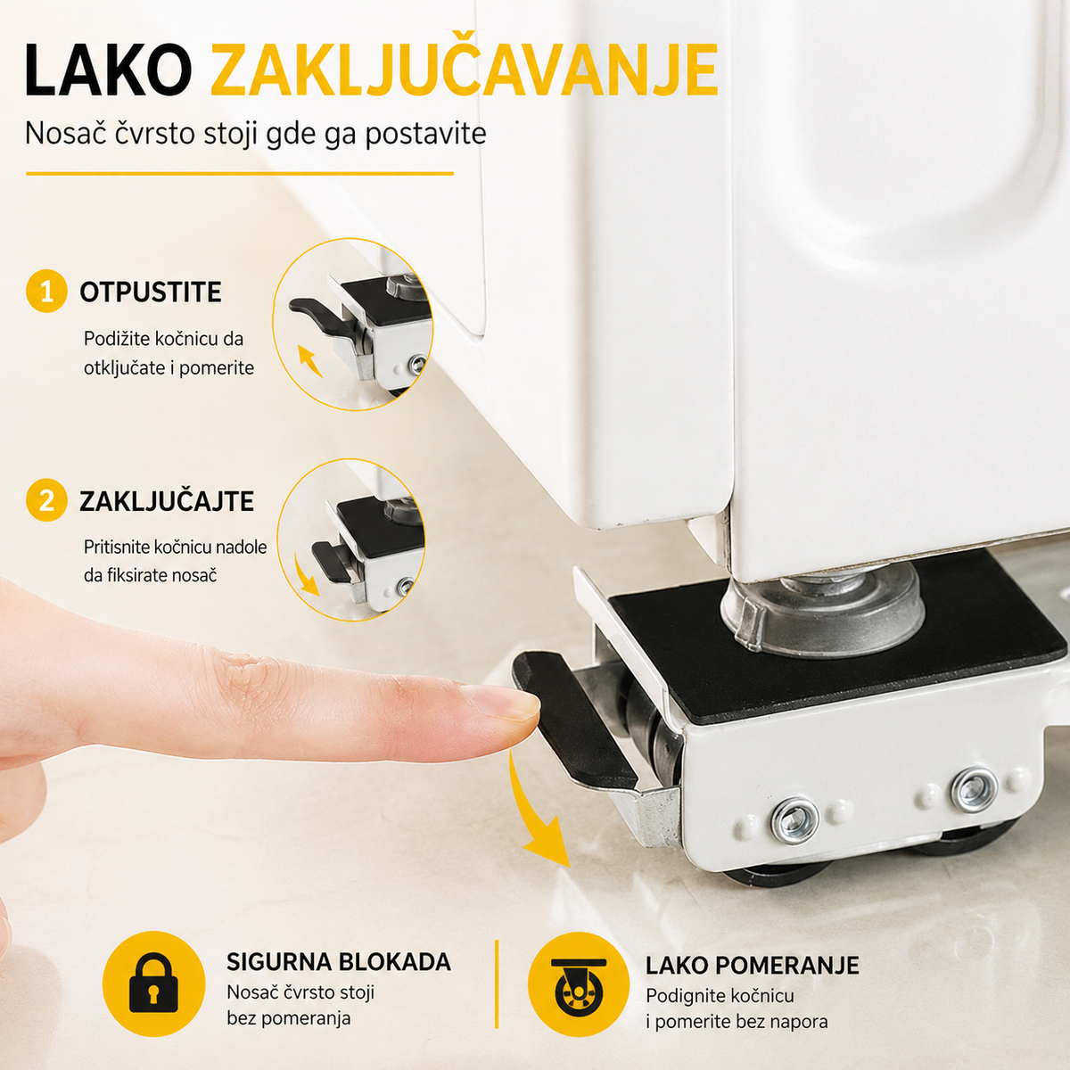 Podesivi točkići za pomeranje nameštaja i uređaja