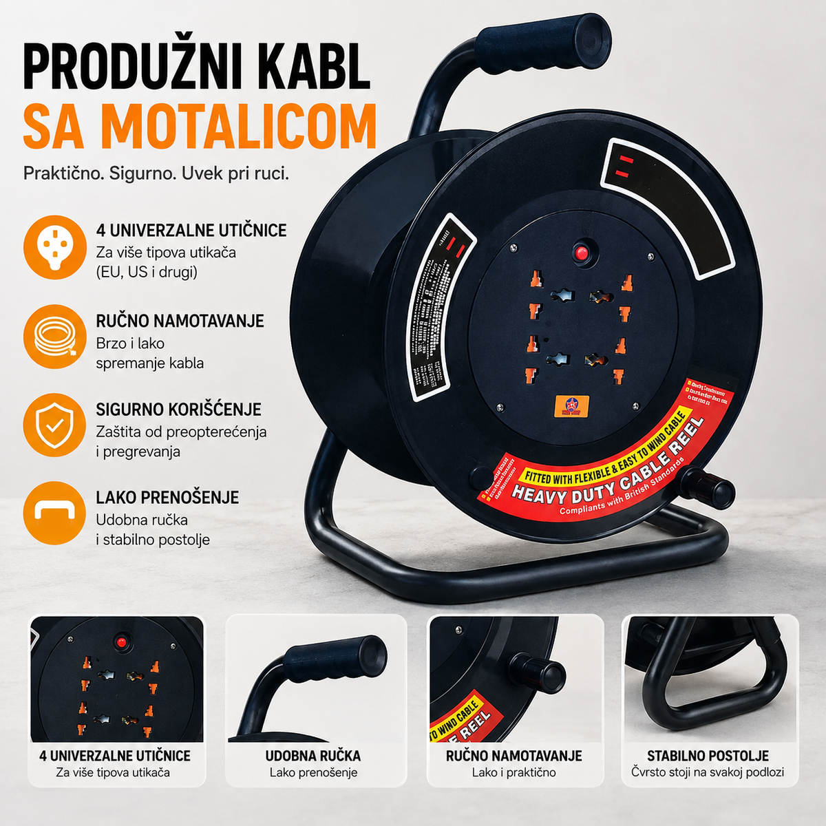 Produžni kabl na motalici (30m)