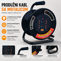 Produžni kabl na motalici (30m)