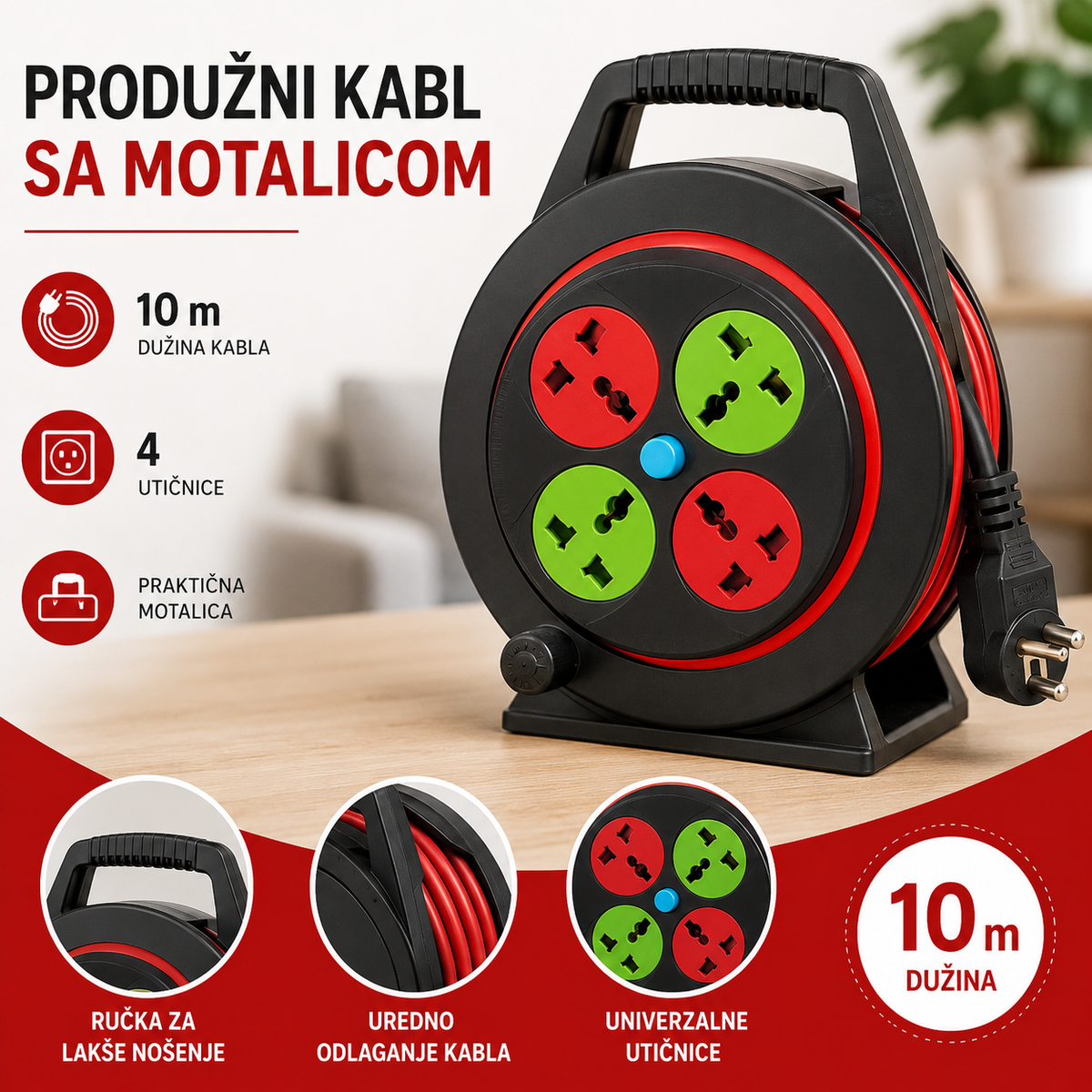 Produžni kabl sa motalicom