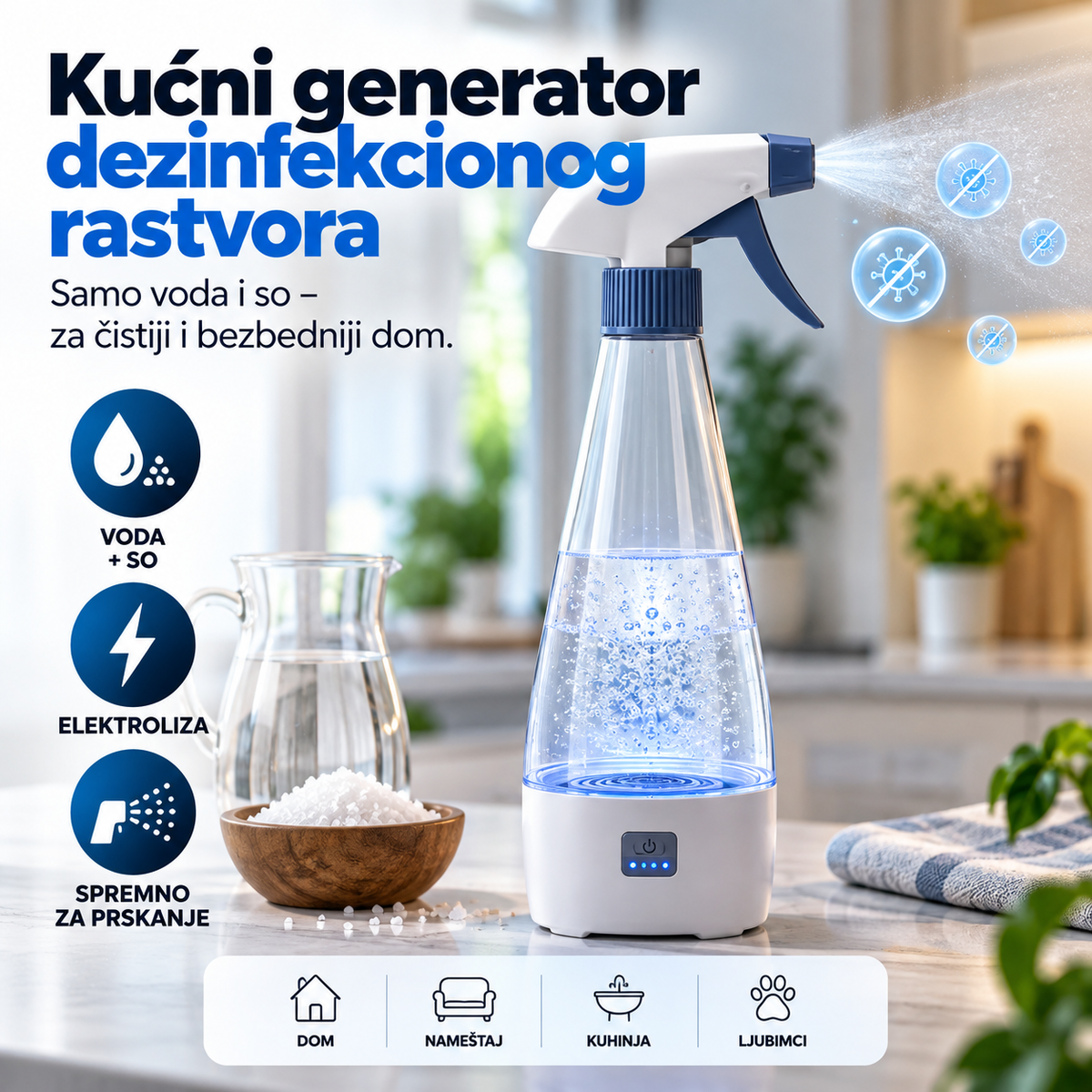 Kućni Generator Dezinfekcionog Rastvora sa Raspršivačem