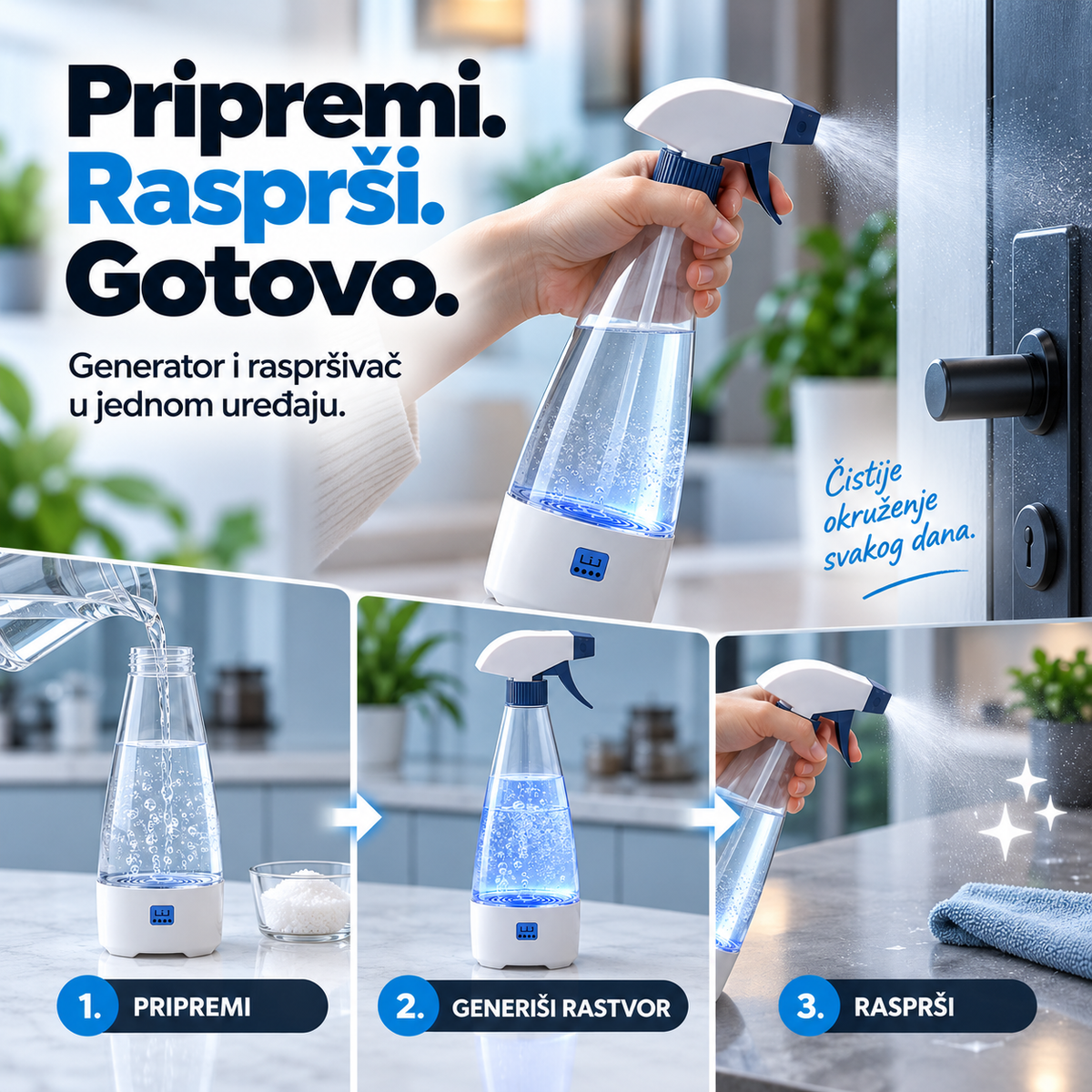 Kućni Generator Dezinfekcionog Rastvora sa Raspršivačem