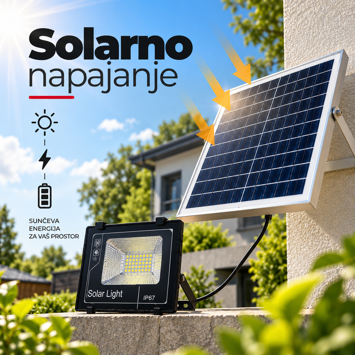 Solarni LED reflektor sa panelom