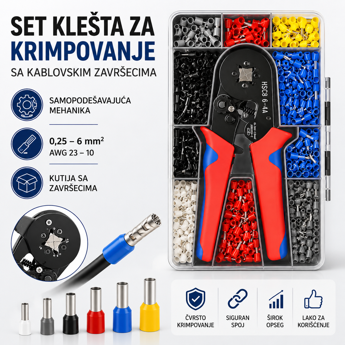 Samopodešavajuća klešta za krimpovanje